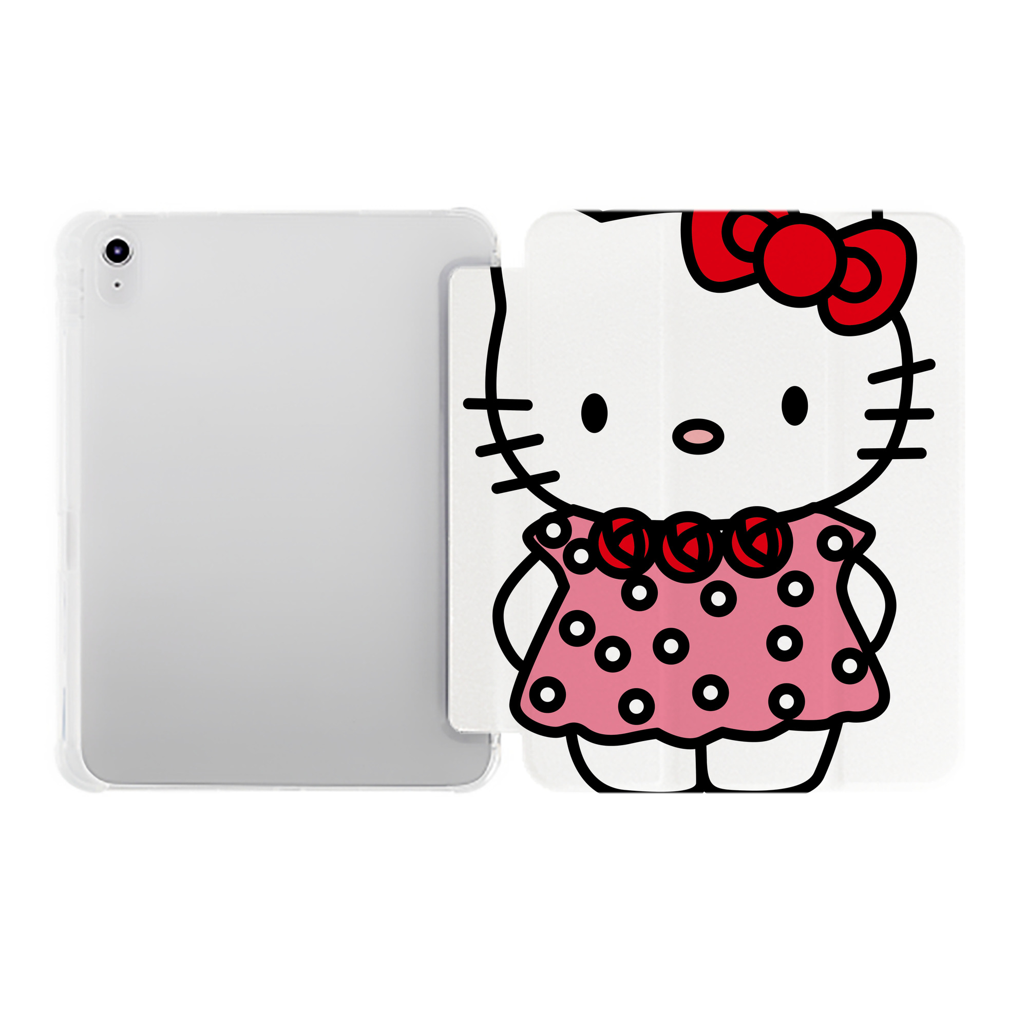 （画像用） Hello Kitty ハローキティ IPad ケース ペン収納付き 三つ折りスタンド PUレザー×シリコン 対応機種9.5/10.5/10.9インチ